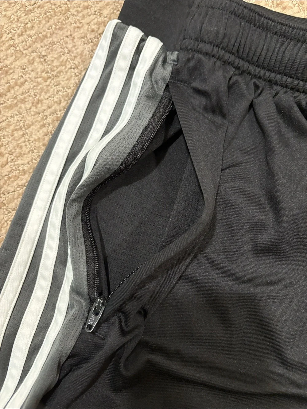 adidas Black Athletic Shorts with White Side Stripes